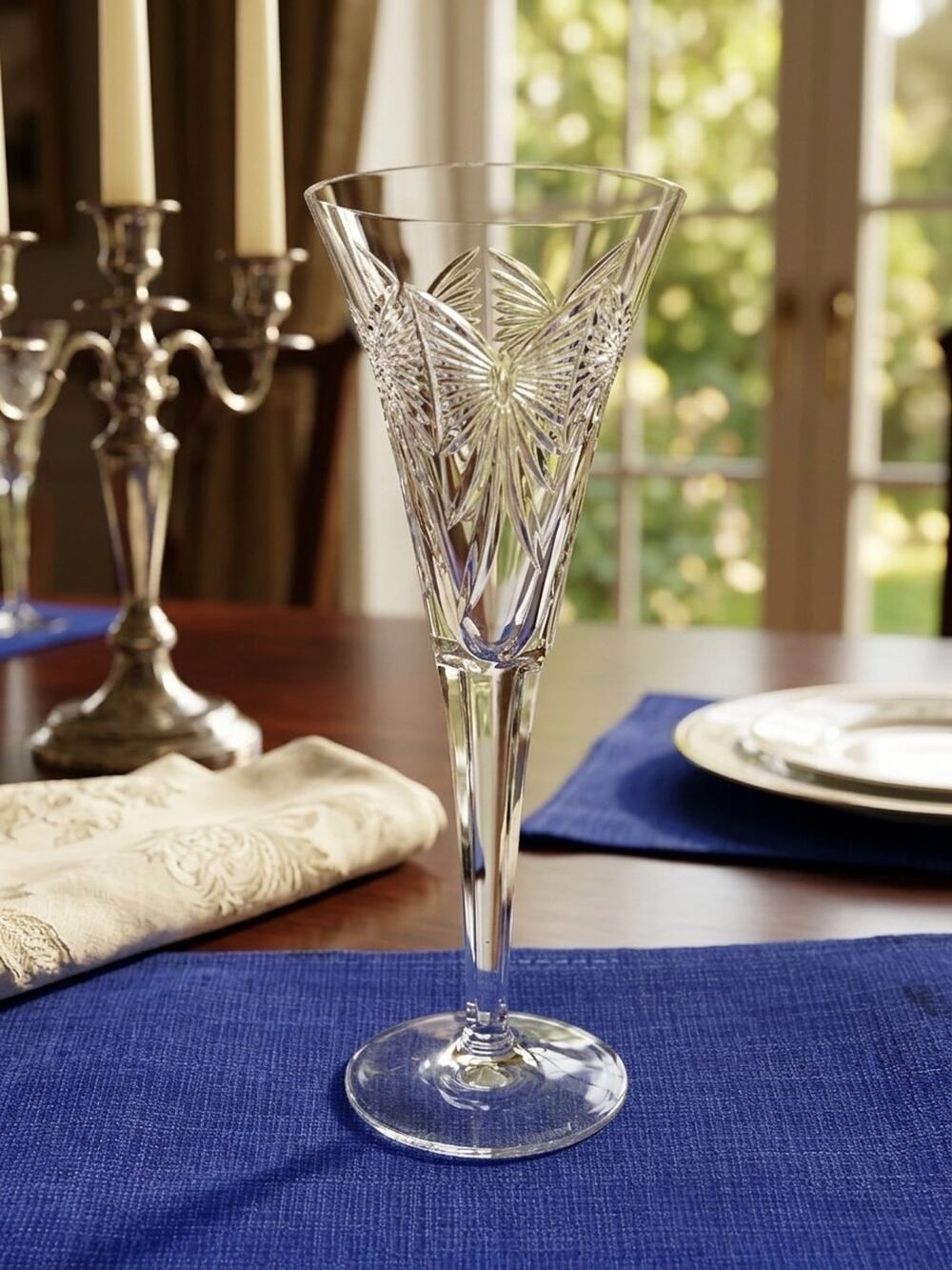 Waterford Cut Crystal Fluted Champagne Millennium Series HAPPINESS